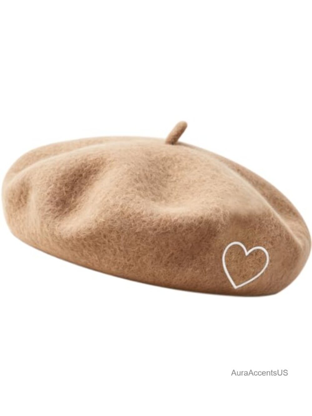 Wool Blend Embroidered Beret Heart French Artist Cap Womens